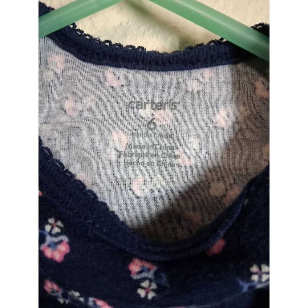 Carter's Bodysuit Top Baby Infant Floral Cottage Boho Girls Size 6 Months Blue